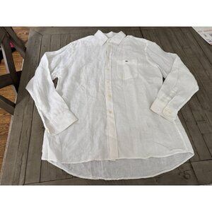 Lacoste Mens White Linen Button Down Shirt Size 45